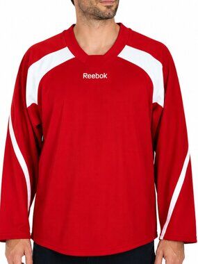 Reebok Red Hockey Practice Jersey Adult Medium Athletic Long Sleeve M
